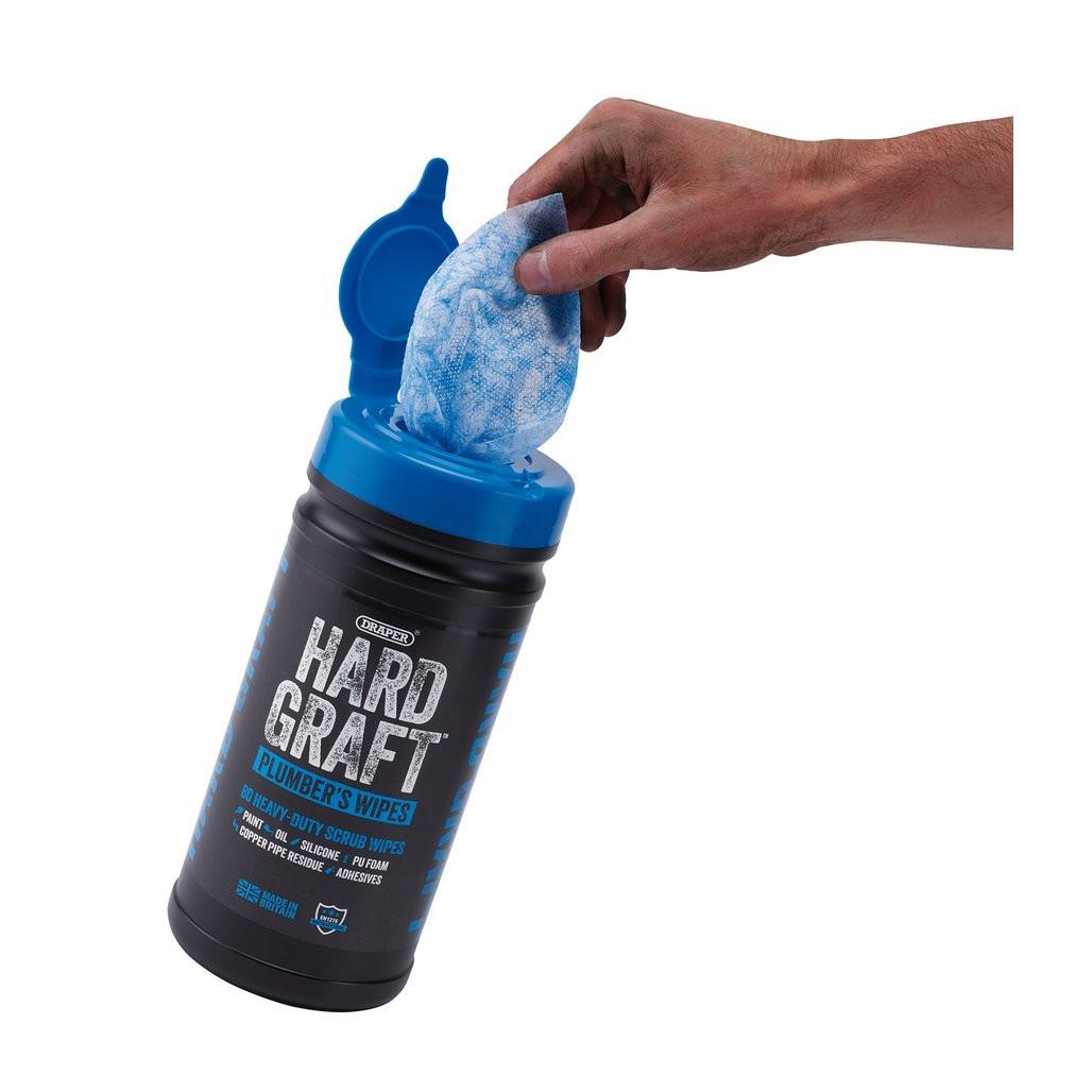 Draper Hard Graft Plumbers Wipes Heavy Duty Tub of 80 12438