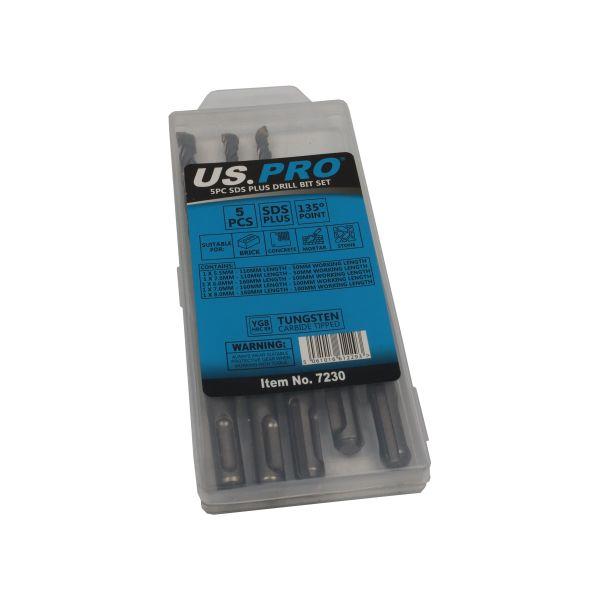 US PRO Tools 5PC SDS Plus Drill Bit Set - 5.5, 6, 7, 7, 8MM 7230