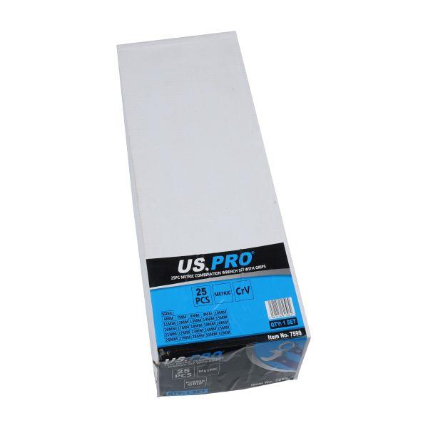 US PRO Tools 25pc Metric Combination Spanner Set 6-32mm with Rubber Grips 7599