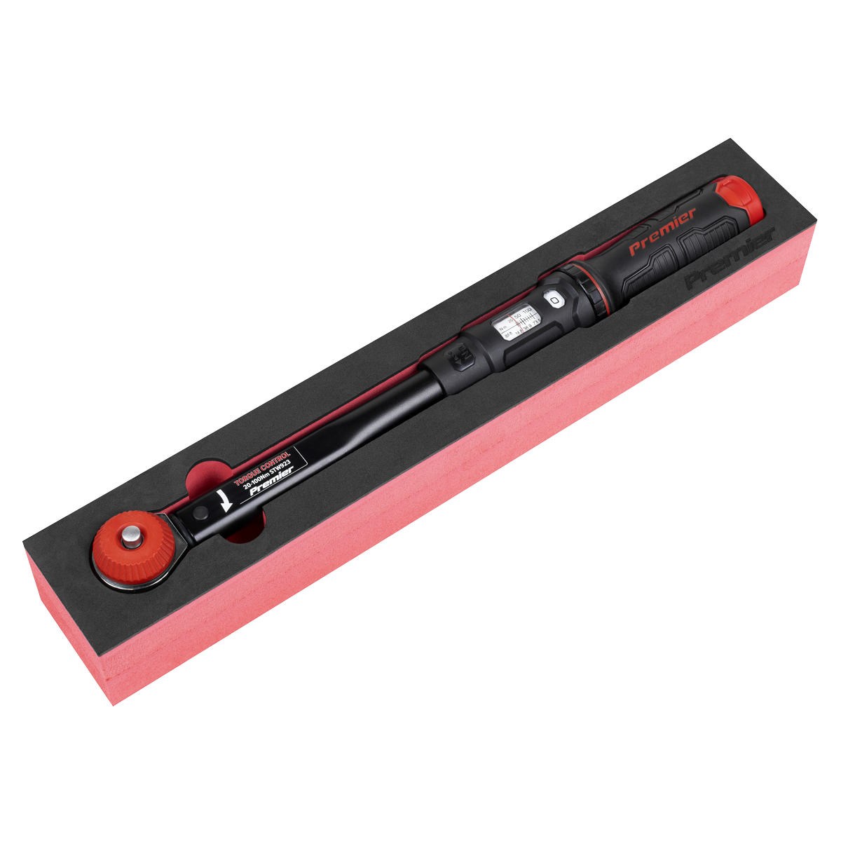 Sealey Premier Black Calibrated Micrometer Torque Wrench with 3/8"Sq Push-Through Drive 20-100Nm STW923
