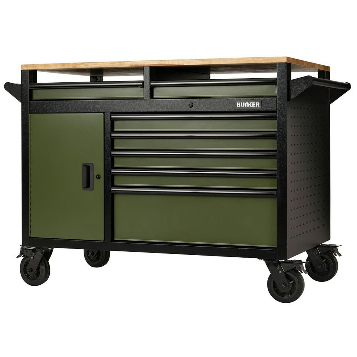 BUNKER 14 Drawer Multi-Functional Workbench Roller Tool Cabinet, 48", Green 08269 - image 1