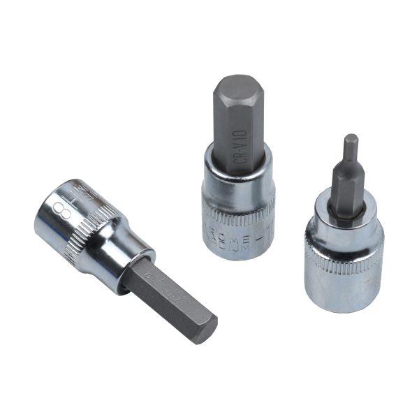 US PRO Tools 7pc 3/8" Dr Hex Bit Socket Set 48mm Metric on Storage Hanger 7598