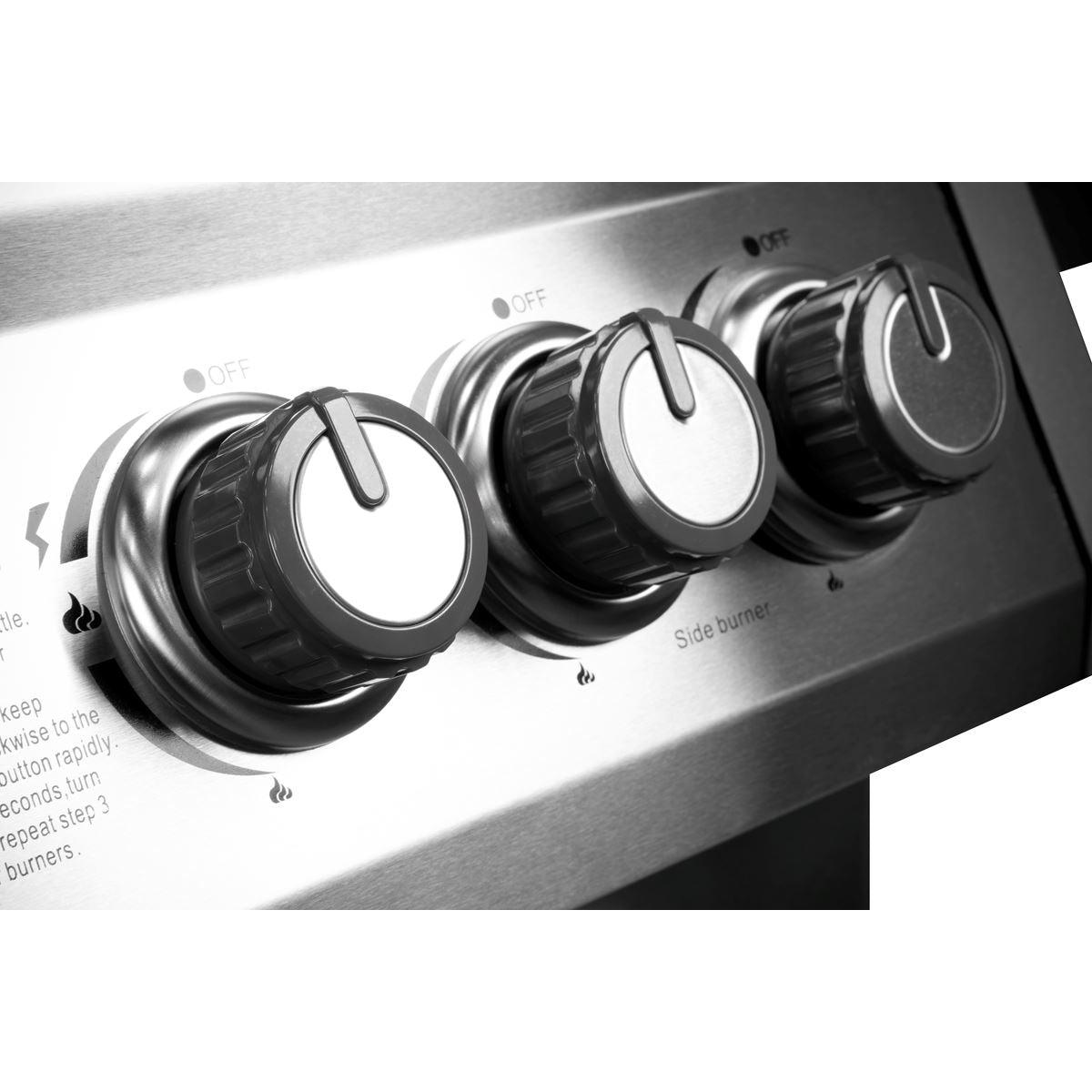 Dellonda 4+1 Burner Deluxe Gas BBQ Grill, Stainless Steel, Side Burner, Ignition DG17 - Tools 2U Direct SW