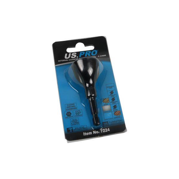 US PRO Tools External Chamfer Deburring Tools 4-22MM - 1/4" Hex Drive 7224