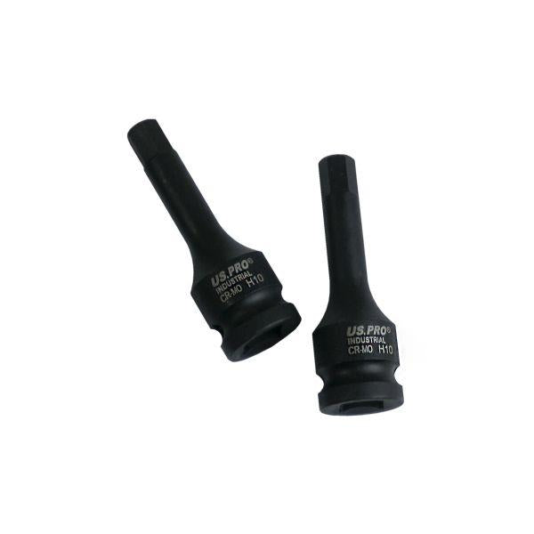 US PRO Tools 1/2" Dr Impact Hex Bit Socket H10 x 78mm CR-MO Black Finish 3935