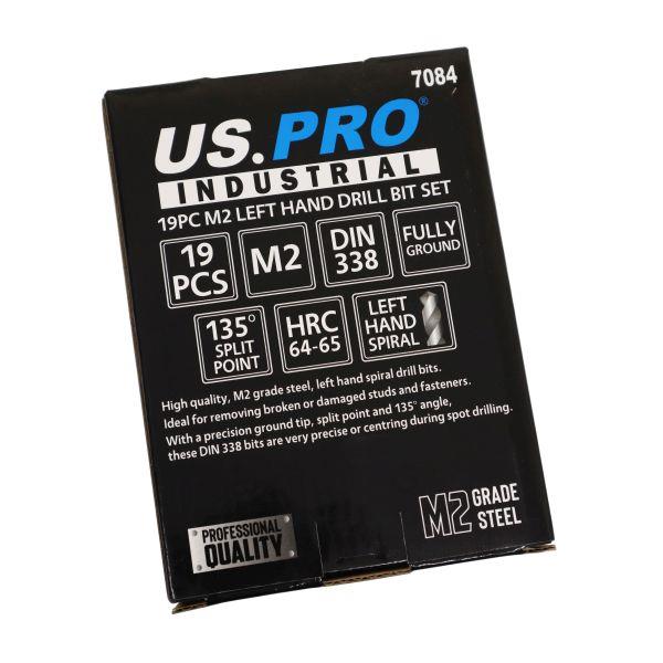 US PRO INDUSTRIAL 19PC M2 Left Hand Drill Bit Set 1.0 - 10MM 7084