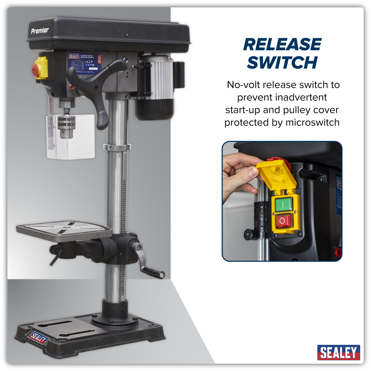 Sealey Premier Bench Mounting Pillar Drill 16-Speed 370W/230V PDM125B
