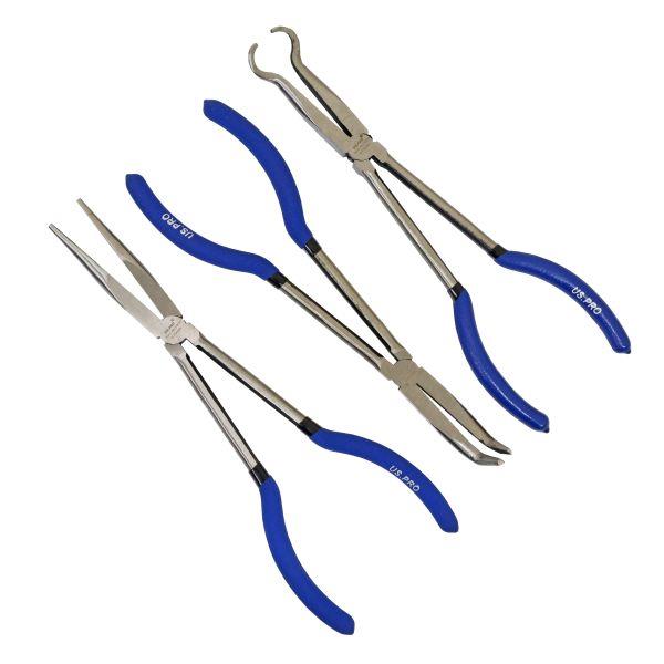 US PRO Tools 5pc 11" Long Reach Plier Set Angled Offset Straight & Hose Pliers 5901