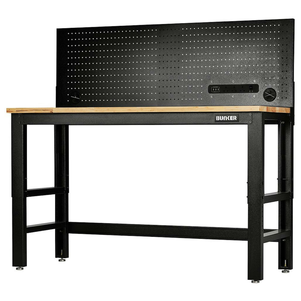 BUNKER Workbench with Hardwood Worktop and Power Pegboard, 1550mm 28096 - image 1