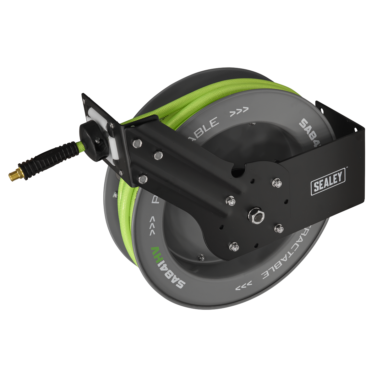 Sealey 15m Retractable High-Visibility TPR Air Hose with Steel Reel 10mm ID SA841HV