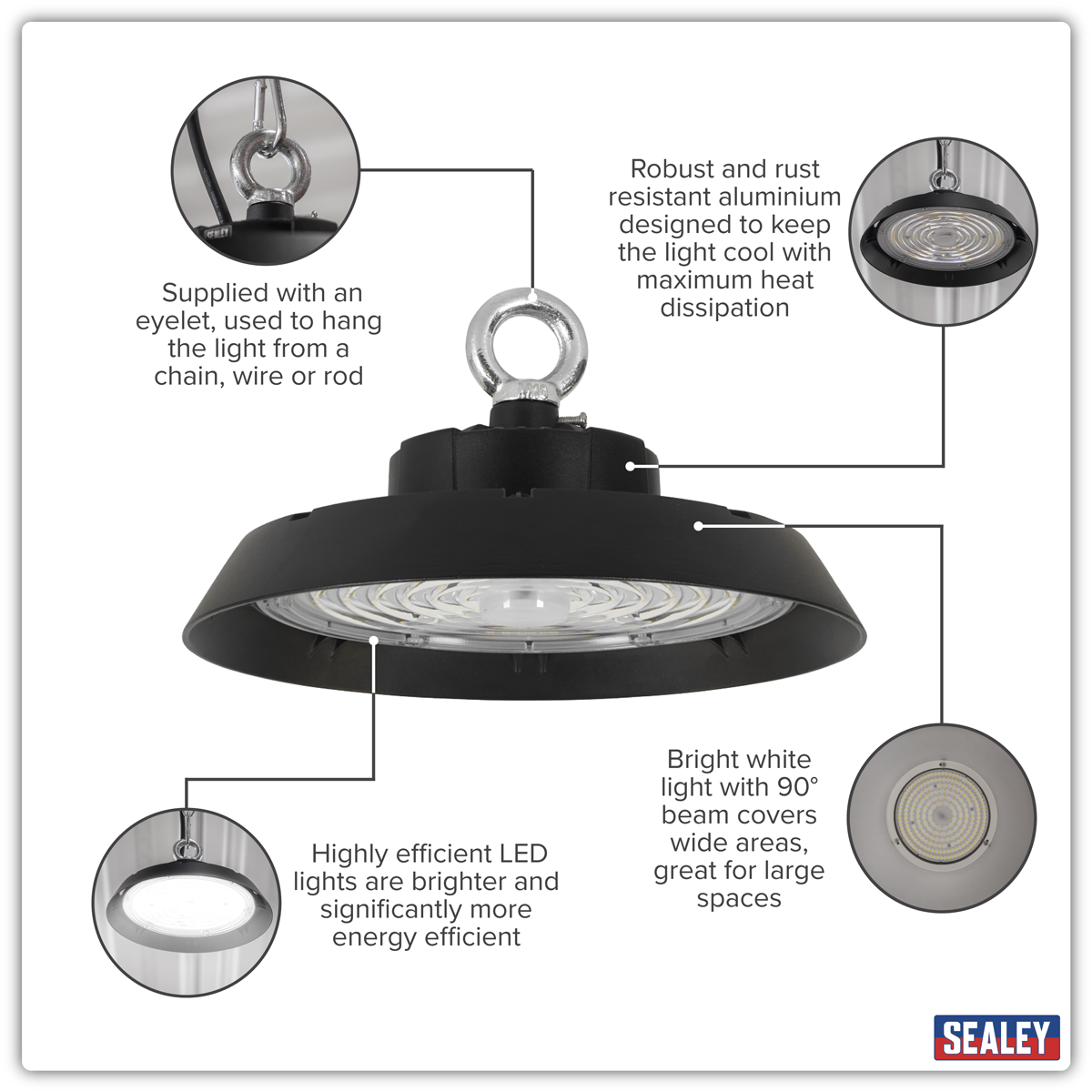 Sealey 100W LED High Bay Light 6000K LED100HB