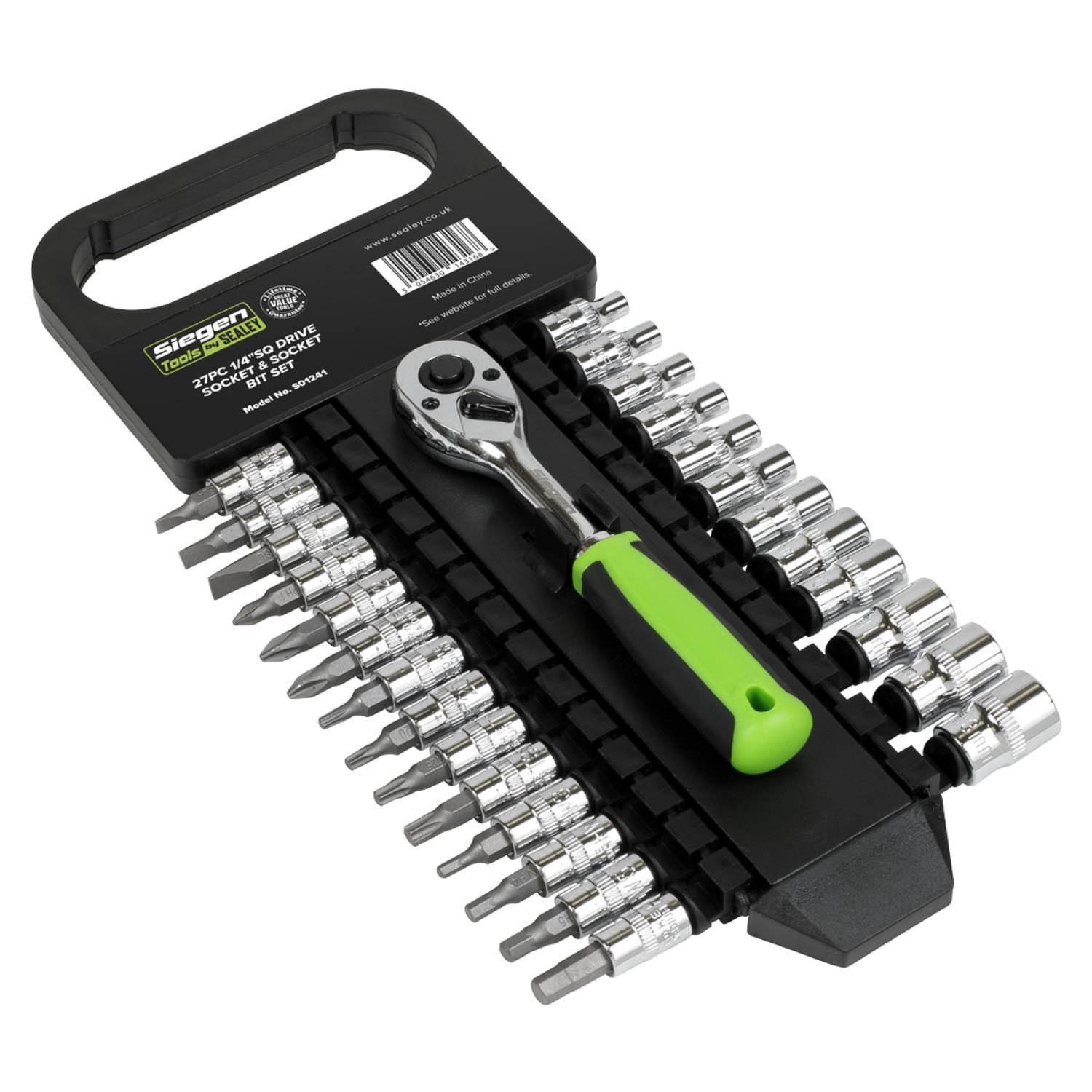 Siegen by Sealey 1/4" Drive Socket & Socket Bit Set 27pc 6pt Metric S01241 - Tools 2U Direct SW