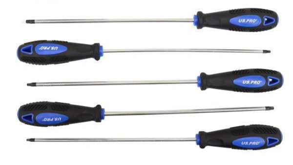 US PRO 6PC Extra Long Star Torx Screwdriver Set 250mm T10 - T30 1591 - Tools 2U Direct SW