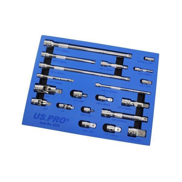US PRO Tools 20pc Socket Extension Bar UJ Adapter Set 1/4" 3/8" 1/2" D