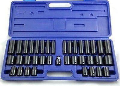 38pc 1/2" & 3/8" Deep Shallow Metric AF Sockets Air Impact Socket Set SS128 - Tools 2U Direct SW