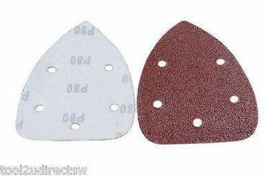 Mixed grit hook and loop sanding triangles 140mm with six holes for detail sanders