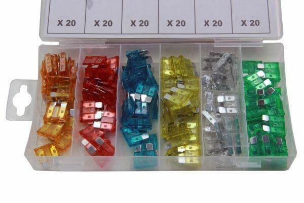 RESOLUT 120 Piece Assorted Standard Automotive Blade Fuses 2975 - Tools 2U Direct SW
