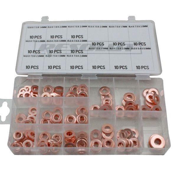 RESOLUT 150 Piece Diesel Injector Copper Washer Assortment 9147 - Tools 2U Direct SW