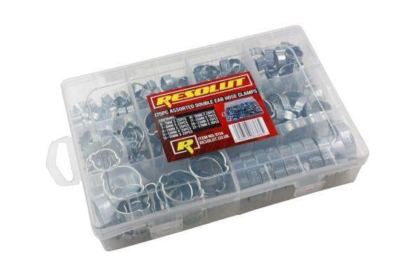 RESOLUT 175pc Assorted Double Ear Hose Clamps 9114 - Tools 2U Direct SW