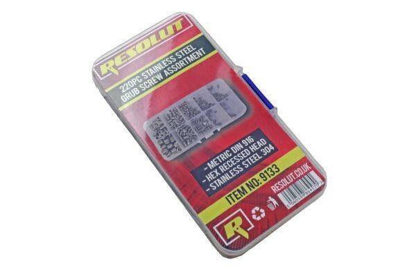 RESOLUT 220 Piece Grub Screw Assortment Stainless Steel 9133 - Tools 2U Direct SW