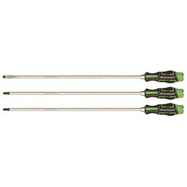 Sealey Premier 3pc 450mm Extra-Long Hammer-Thru Screwdriver Set Hi-Vis Green AK4942HV - Tools 2U Direct SW