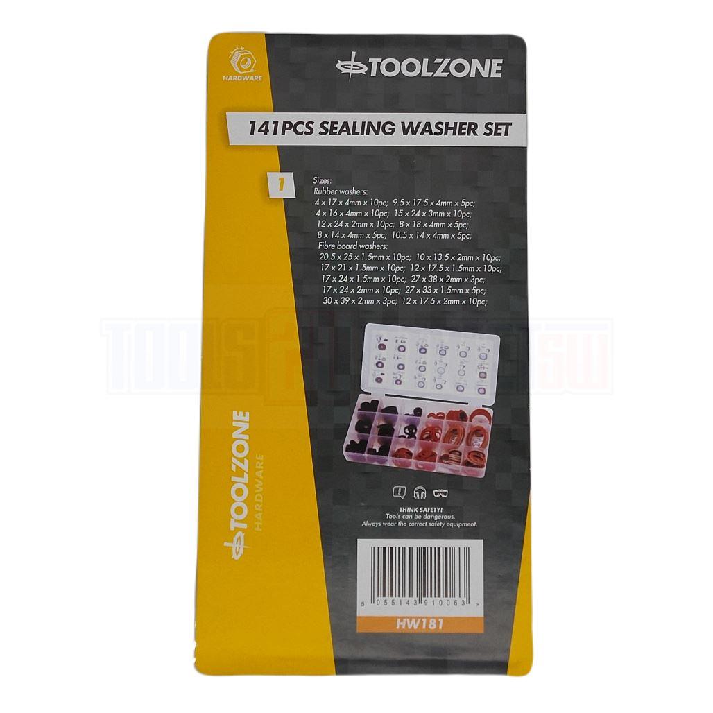 Toolzone 141pc Sealing Washer Assortment Box Plumbers Washers Rubber Washers HW181 - Tools 2U Direct SW