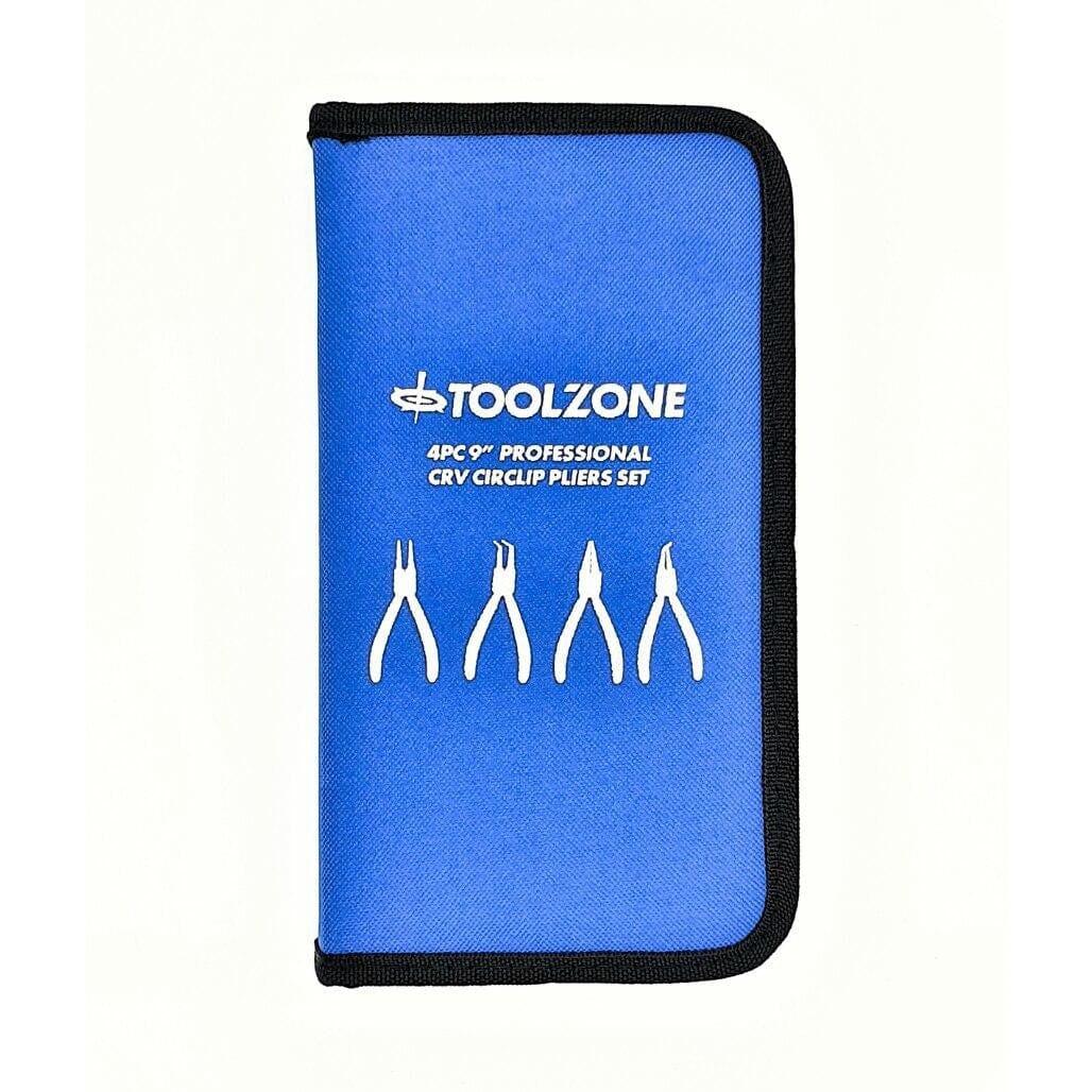 Toolzone 4PC 9" NI-FE Finish Circlip Pliers Set In Zip Case PL139 - Tools 2U Direct SW