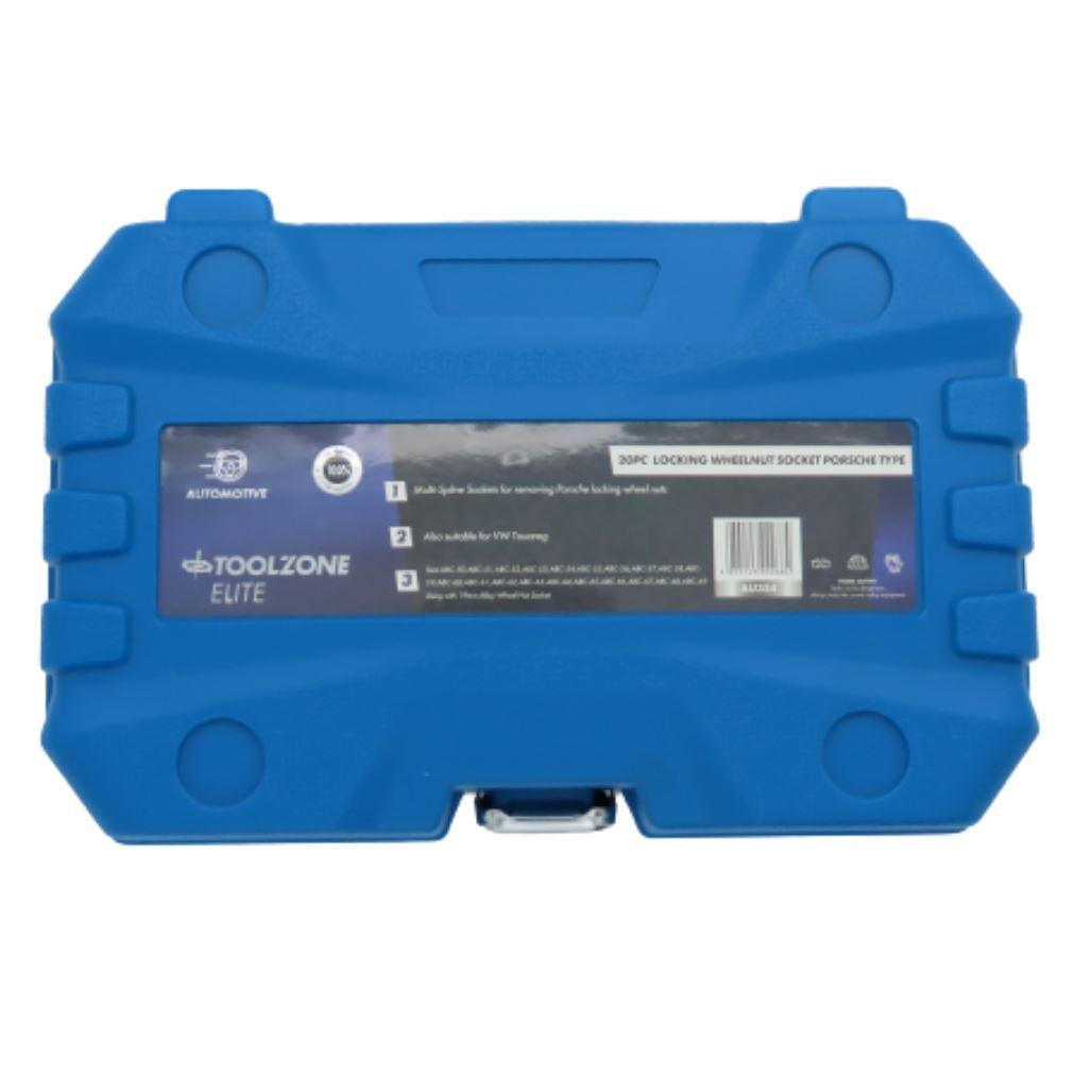 Toolzone Elite 20pc Locking Wheelnut Key Socket Set Porsche Type AU354 - Tools 2U Direct SW