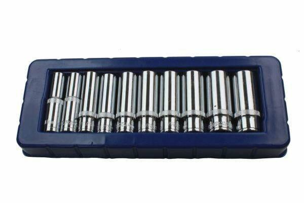 US PRO 3237 10pc 3/8” Drive Deep Socket Set – 10-19mm, Blue Storage Tray