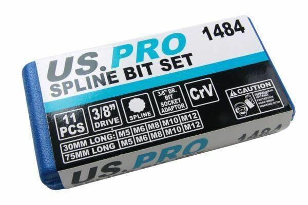 US PRO 11pc 3/8dr Spline Bit Socket Set M5, 6, 8, 10, 12 1484 - Tools 2U Direct SW