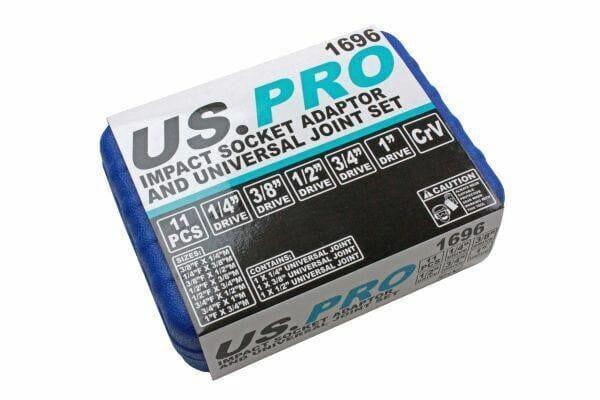 US PRO 11pc Impact Socket Adaptor & Universal Joint Converter Set 1696 - Tools 2U Direct SW