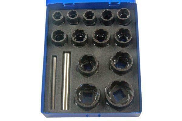 US PRO 15 Piece Bolt Nut Extractor Twist Set 3/8'' & 1/2'' Drive 2606 - Tools 2U Direct SW