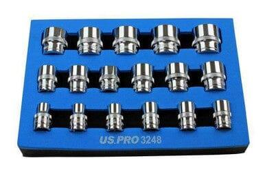 US PRO 17pc 3/8 Dr Shallow Sockets 12 Point 8 - 24mm 3248 - Tools 2U Direct SW