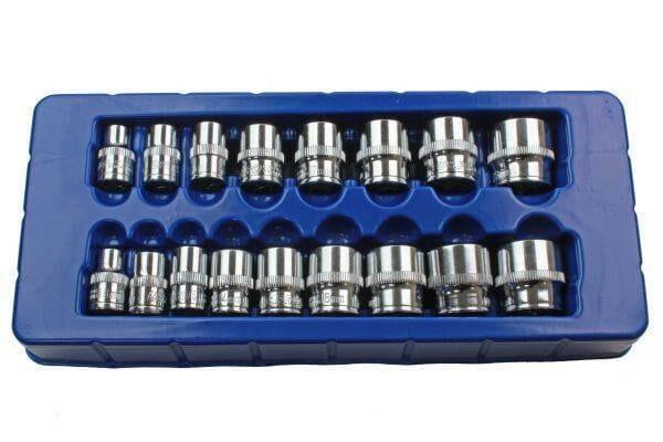 US PRO 17pc 3/8 dr Shallow Sockets Set, Socket 6 Point 8-24mm 1376 - Tools 2U Direct SW