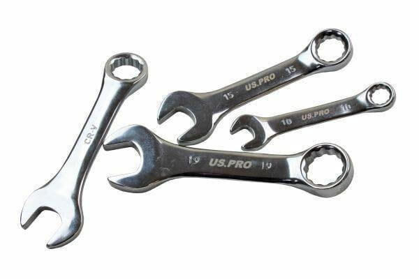 US PRO Tools 10pc Metric Stubby Combination Spanner Wrench Set 10 - 19mm 2202 - Tools 2U Direct SW