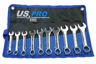 US PRO Tools 10pc Metric Stubby Combination Spanner Wrench Set 10 - 19mm 2202 - Tools 2U Direct SW