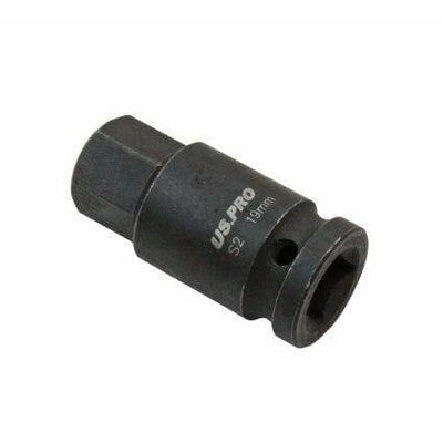 US PRO Tools 1/2" DR Impact Hex Bit Socket M19 X 55mm 3324 - Tools 2U Direct SW