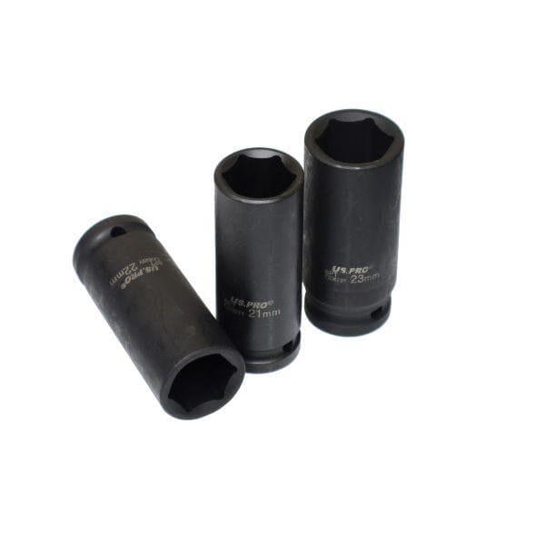 US PRO Tools 18PC 1/2" DR 6PT European Deep Impact Sockets 10 - 32mm 3923 - Tools 2U Direct SW