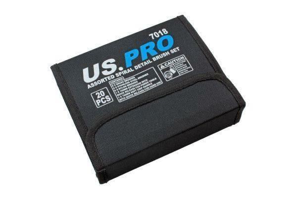 US PRO Tools 20pc Assorted Spiral Detail Brush Cleaning Set 7018 - Tools 2U Direct SW