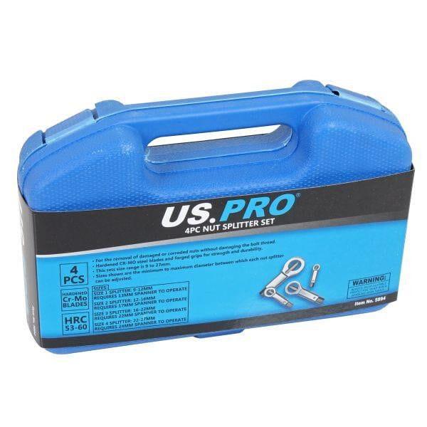 US PRO Tools 4 Piece Nut Splitter Set Remove Broken Corroded Damaged Nut 9 - 27mm 5894 - Tools 2U Direct SW