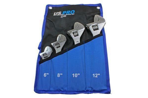 US PRO Tools 4pc Adjustable Wrench / Shifting Spanner Set 6" 8" 10" 12" Chrome Finish 2249 - Tools 2U Direct SW