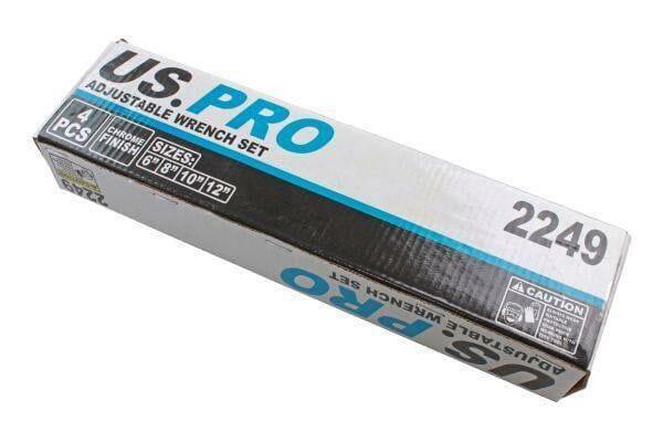 US PRO Tools 4pc Adjustable Wrench / Shifting Spanner Set 6" 8" 10" 12" Chrome Finish 2249 - Tools 2U Direct SW