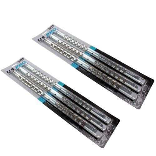 Six-piece socket storage rail set with assorted clips in retail packaging on white background.