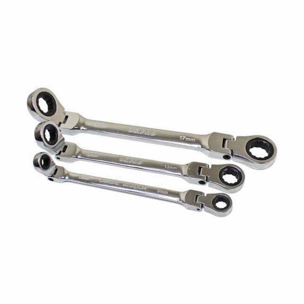 US PRO Tools 6pc Metric Flexi Double Ring Gear Ratchet Spanner Wrench Set 8-19mm 3475 - Tools 2U Direct SW