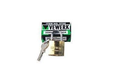 Brass 20mm small padlock with keys and retail box, ideal for securing toolboxes or lockers