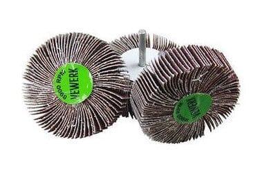 80mm x 25mm abrasive flap wheels, 80 grit, with mounted shanks for grinding and finishing