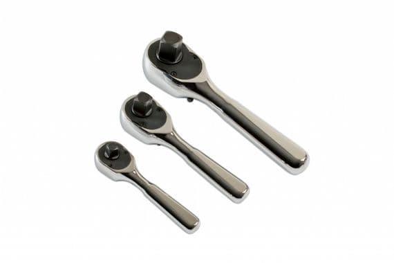 Laser 3pc Stubby Ratchet Set 1/4" 3/8" 1/2" Drive 108 Teeth extra fine 7388