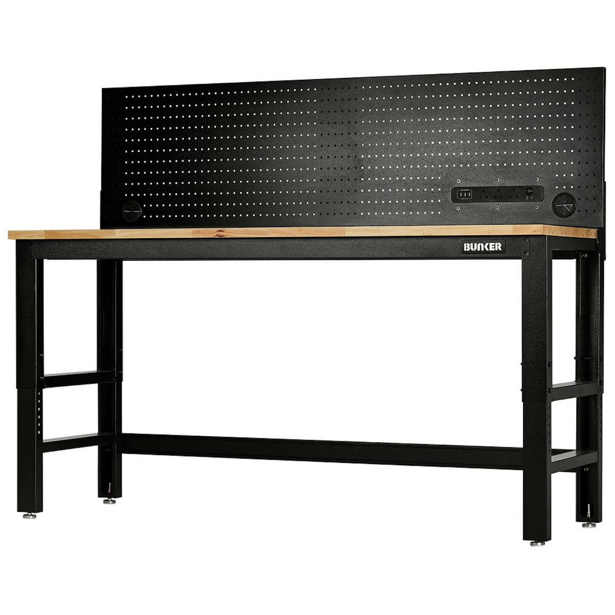 BUNKER Workbench with Hardwood Worktop and Power Pegboard, 1830mm 28098 - image 1