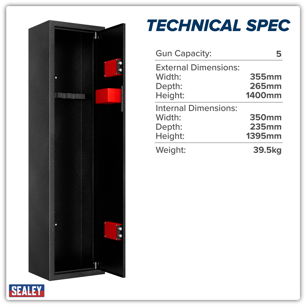 Sealey 5 Gun Cabinet SGS5