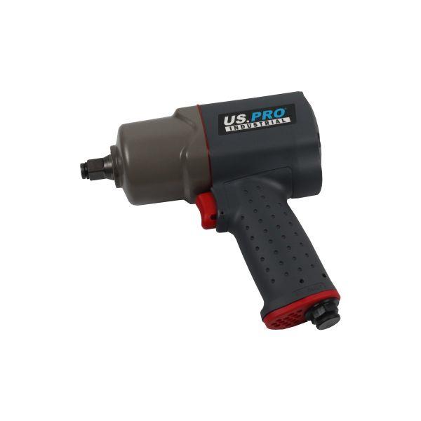 US PRO INDUSTRIAL 1/2" Dr Air Impact Wrench Gun, 850nm 627ft/lb 8613